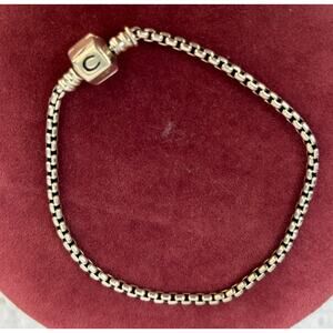 Chamilia Sterling Silver Box Chain Charm Bracelet EUC 8" #64171